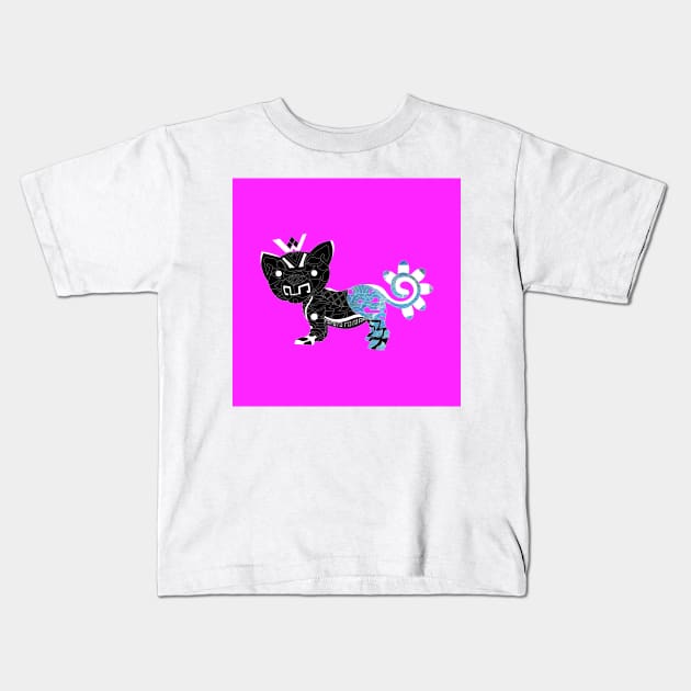 Magical cougar leopard cat ecopop in pattern mandala Kids T-Shirt by jorge_lebeau